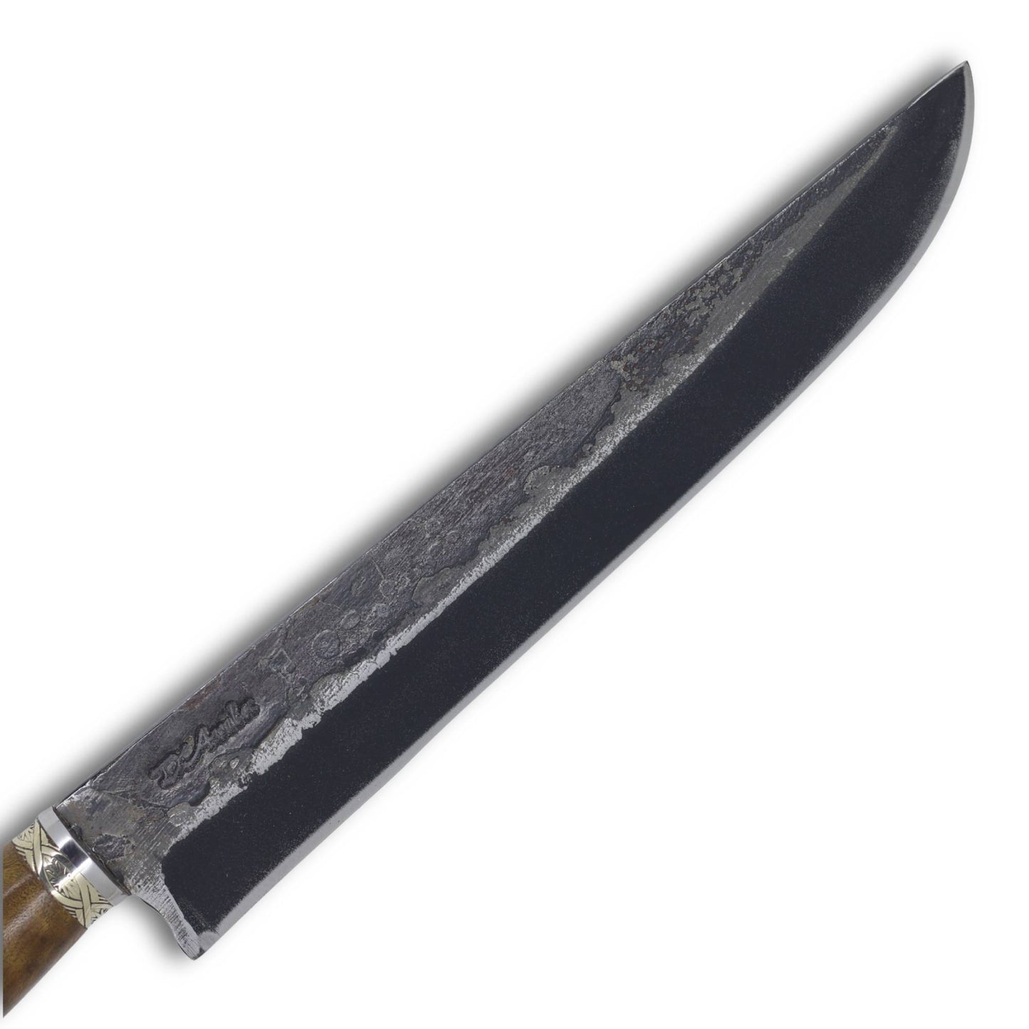 Faca Tradicional Churrasco Torneada 8'' em Aço Carbono, Cabo em Osso e Madeira, BrutForj Fosfatizado