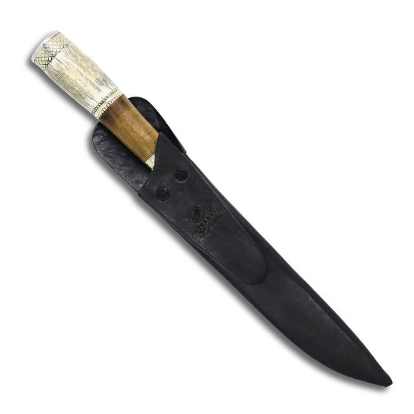 Faca Tradicional Gaúcha Torneada 8'' em aço Inox, cabo em Osso e Madeira, polido